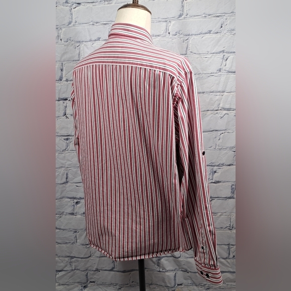 R.M. Williams Men's Button Down Striped Classic Fit Roll Tab Sleeves Logo Medium - Picture 9 of 12